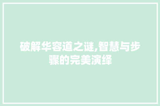 破解华容道之谜,智慧与步骤的完美演绎