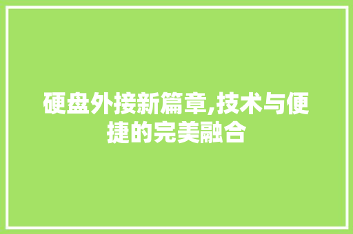 硬盘外接新篇章,技术与便捷的完美融合