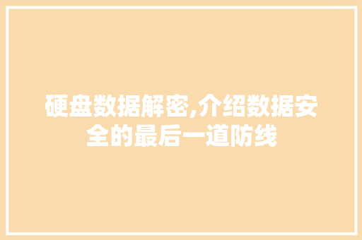 硬盘数据解密,介绍数据安全的最后一道防线
