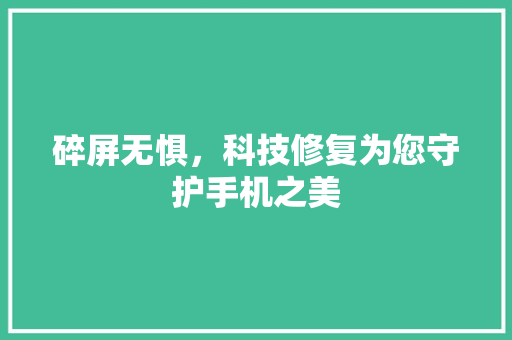碎屏无惧，科技修复为您守护手机之美
