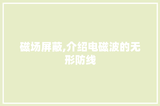 磁场屏蔽,介绍电磁波的无形防线