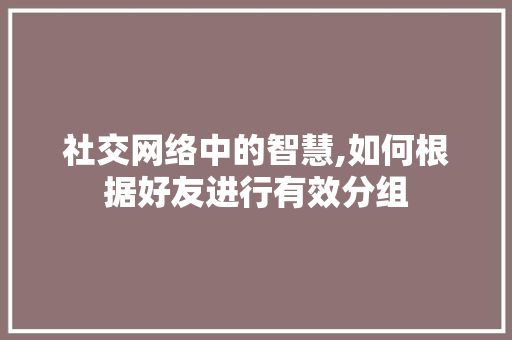 社交网络中的智慧,如何根据好友进行有效分组