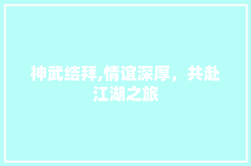 神武结拜,情谊深厚，共赴江湖之旅