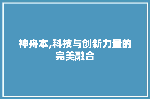 神舟本,科技与创新力量的完美融合