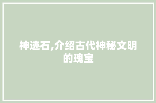 神迹石,介绍古代神秘文明的瑰宝