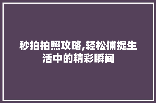 秒拍拍照攻略,轻松捕捉生活中的精彩瞬间