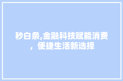 秒白条,金融科技赋能消费，便捷生活新选择