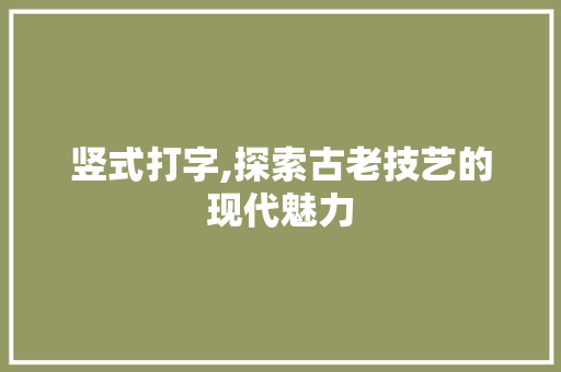竖式打字,探索古老技艺的现代魅力