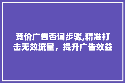 竞价广告否词步骤,精准打击无效流量，提升广告效益