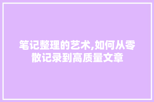 笔记整理的艺术,如何从零散记录到高质量文章