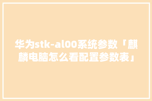 华为stk-al00系统参数「麒麟电脑怎么看配置参数表」 华为stk-al00系统参数「麒麟电脑怎么看配置参数表」 编程语言