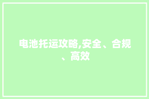 电池托运攻略,安全、合规、高效