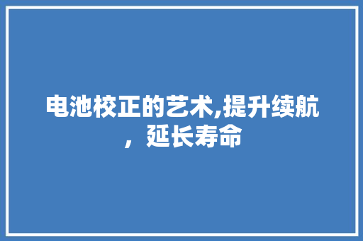 电池校正的艺术,提升续航，延长寿命 电脑基础