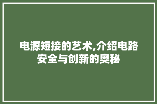 电源短接的艺术,介绍电路安全与创新的奥秘 电源短接的艺术,介绍电路安全与创新的奥秘
