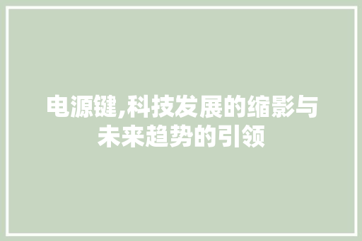 电源键,科技发展的缩影与未来趋势的引领