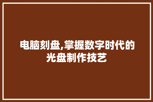 电脑刻盘,掌握数字时代的光盘制作技艺
