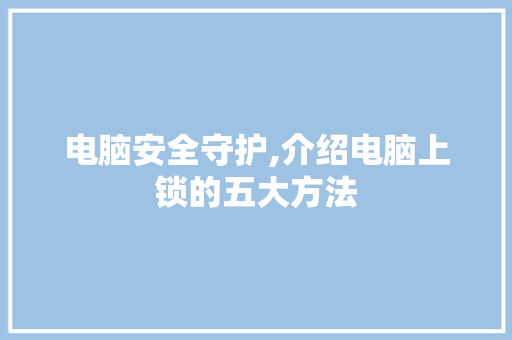 电脑安全守护,介绍电脑上锁的五大方法 操作系统