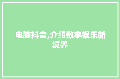电脑抖音,介绍数字娱乐新境界 电脑故障维修