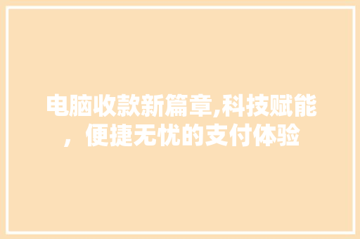 电脑收款新篇章,科技赋能，便捷无忧的支付体验 电脑基础