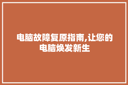 电脑故障复原指南,让您的电脑焕发新生 编程语言