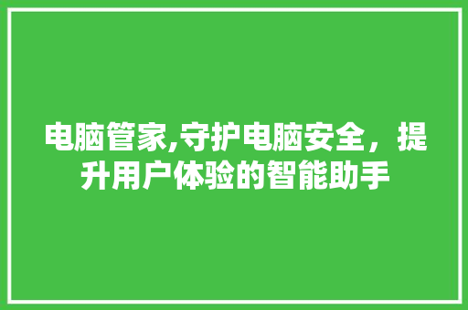 电脑管家,守护电脑安全，提升用户体验的智能助手 网络技术