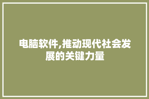 电脑软件,推动现代社会发展的关键力量 电脑配置