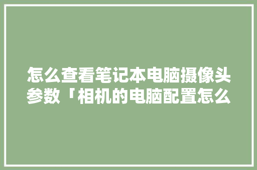 怎么查看笔记本电脑摄像头参数「相机的电脑配置怎么看的」