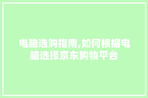电脑选购指南,如何根据电脑选择京东购物平台 操作系统