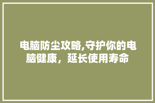 电脑防尘攻略,守护你的电脑健康，延长使用寿命 网络技术