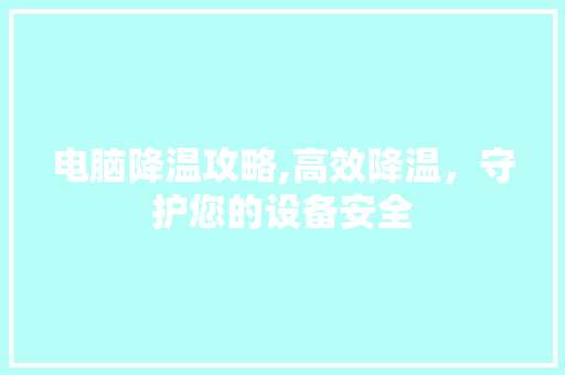 电脑降温攻略,高效降温，守护您的设备安全 网络技术