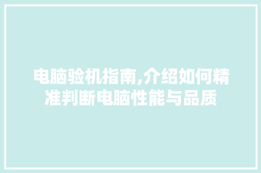 电脑验机指南,介绍如何精准判断电脑性能与品质