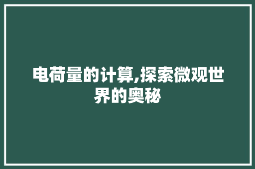 电荷量的计算,探索微观世界的奥秘