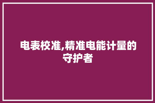 电表校准,精准电能计量的守护者