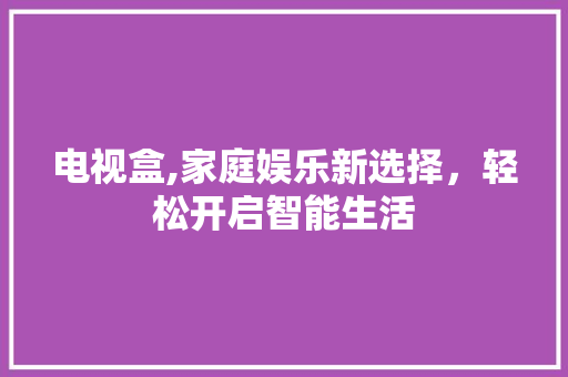 电视盒,家庭娱乐新选择，轻松开启智能生活