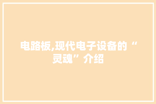 电路板,现代电子设备的“灵魂”介绍