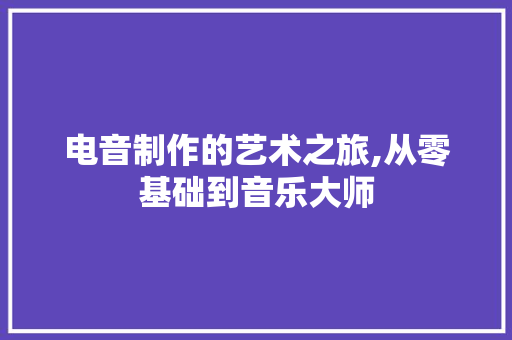 电音制作的艺术之旅,从零基础到音乐大师