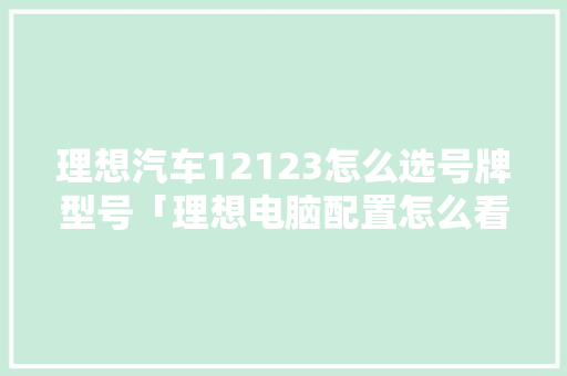理想汽车12123怎么选号牌型号「理想电脑配置怎么看型号的」