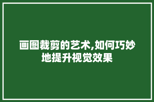 画图裁剪的艺术,如何巧妙地提升视觉效果
