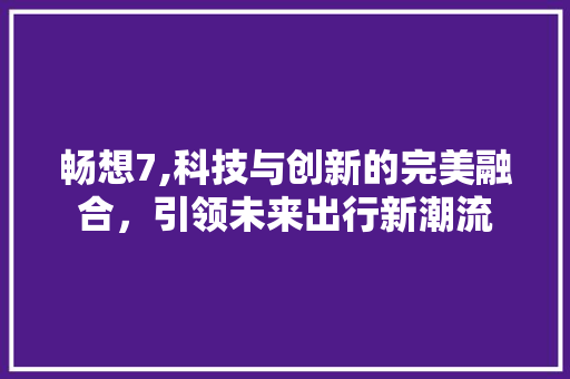 畅想7,科技与创新的完美融合，引领未来出行新潮流