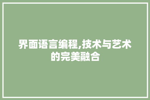 界面语言编程,技术与艺术的完美融合