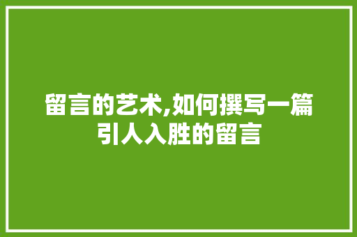 留言的艺术,如何撰写一篇引人入胜的留言