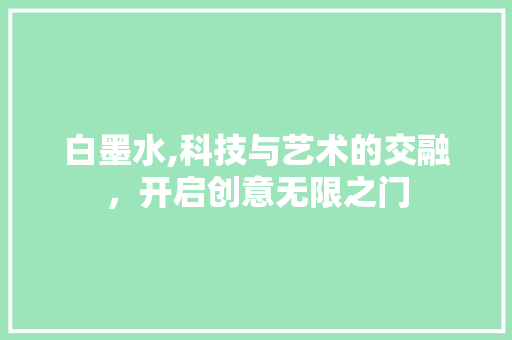 白墨水,科技与艺术的交融，开启创意无限之门