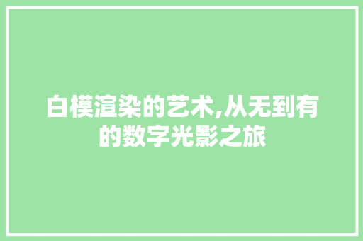 白模渲染的艺术,从无到有的数字光影之旅