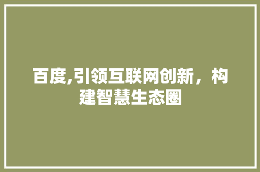 百度,引领互联网创新，构建智慧生态圈