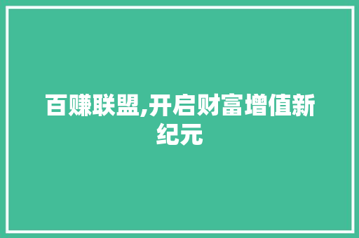 百赚联盟,开启财富增值新纪元