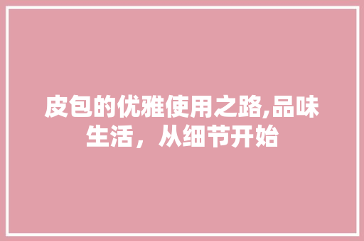 皮包的优雅使用之路,品味生活，从细节开始