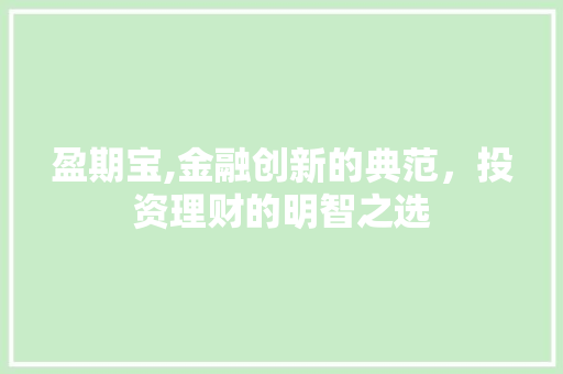 盈期宝,金融创新的典范，投资理财的明智之选