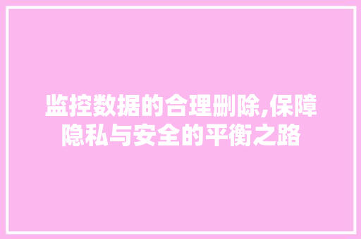 监控数据的合理删除,保障隐私与安全的平衡之路