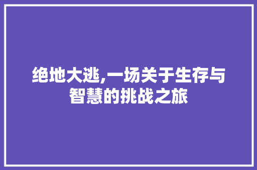 绝地大逃,一场关于生存与智慧的挑战之旅