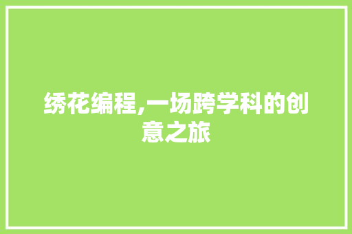 绣花编程,一场跨学科的创意之旅